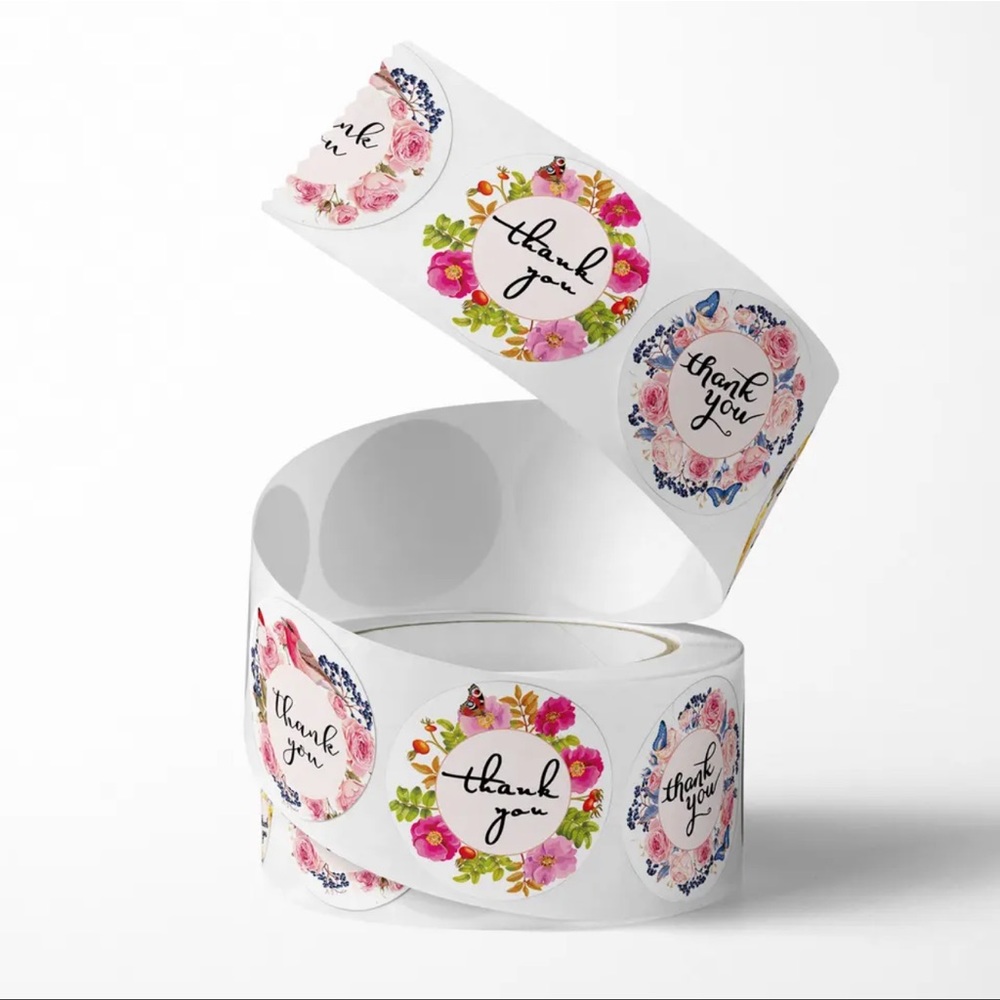 New 500 Pcs Floral Thank You Stickers 1 Inch Stationery Small Business Stickers